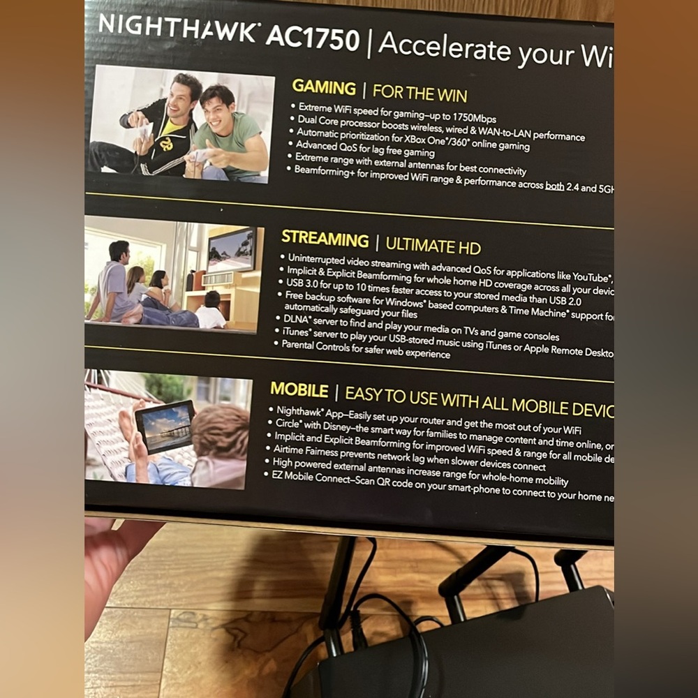 NETGEAR 1 ghz Nighthawk Wireless WIFI Smart Wi-Fi Router Gaming Streaming Mobile - Picture 2 of 3